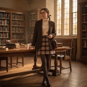 Vintage Eddie Bauer‎ Red and Brown Plaid A-Line Skirt Wool Cashemere Skirt, 4